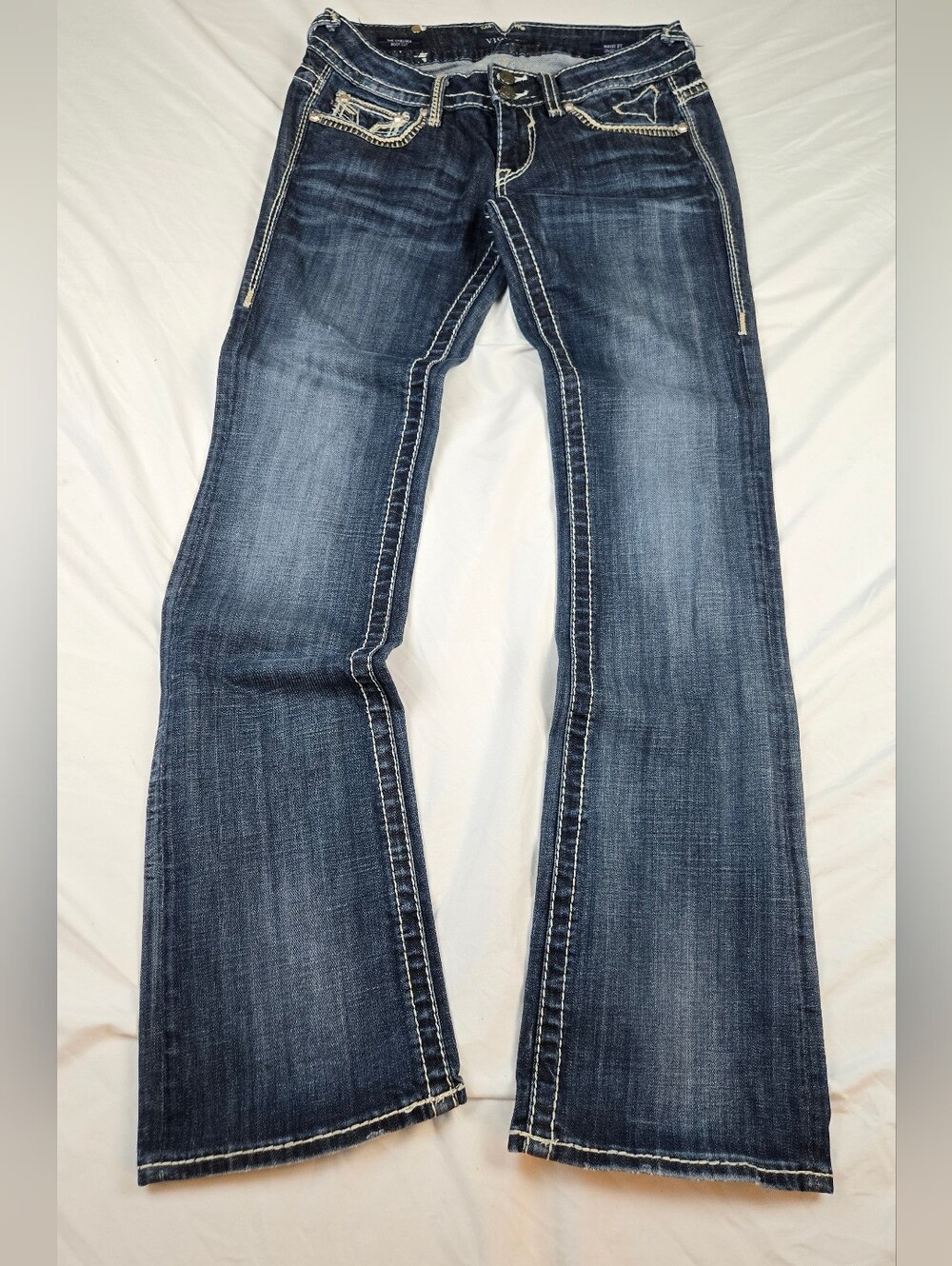 VIGOSS Chelsea Bootcut Jeans Women's Size 27 33" Embroidered Rhinestone Y2K
